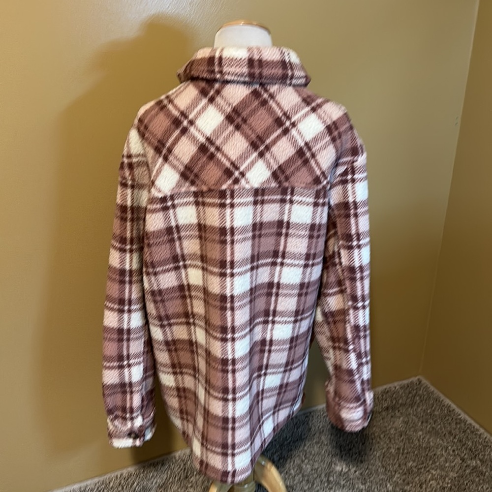 😊 Love Tree Sherpa Shirt Jacket Shacket - Picture 3 of 5